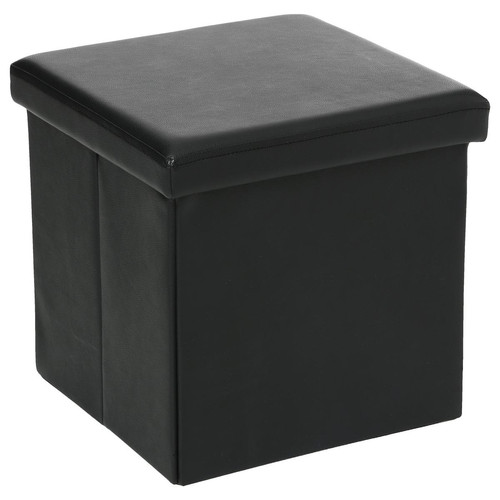 Pouf pliant carré PVC noir 38x38 3S. x Home  - Salon meuble deco