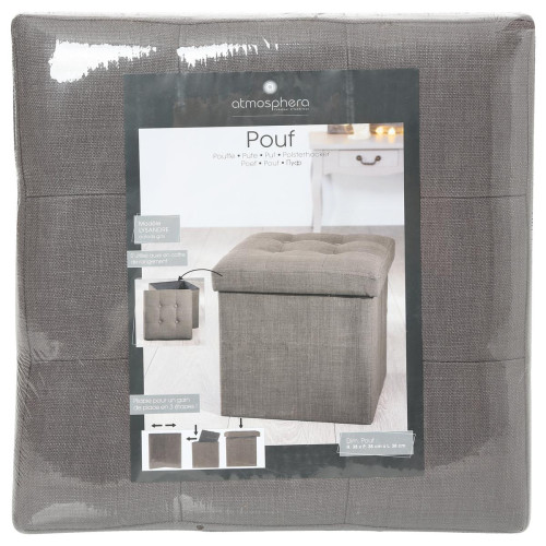 Pouf pliant gris "Lysandre" 3S. x Home  - Salon meuble deco