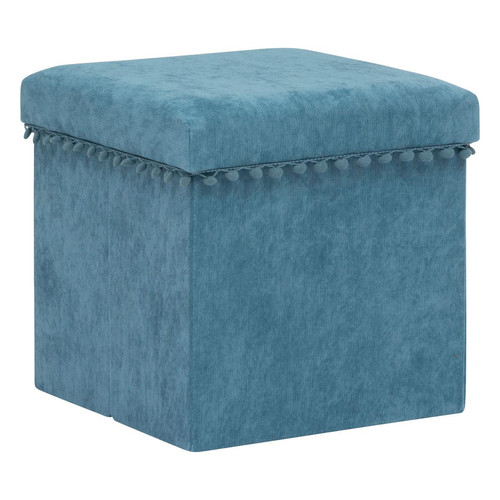 Pouf pliant "Mémo" bleu canard - 3S. x Home - Pouf et fauteuil design