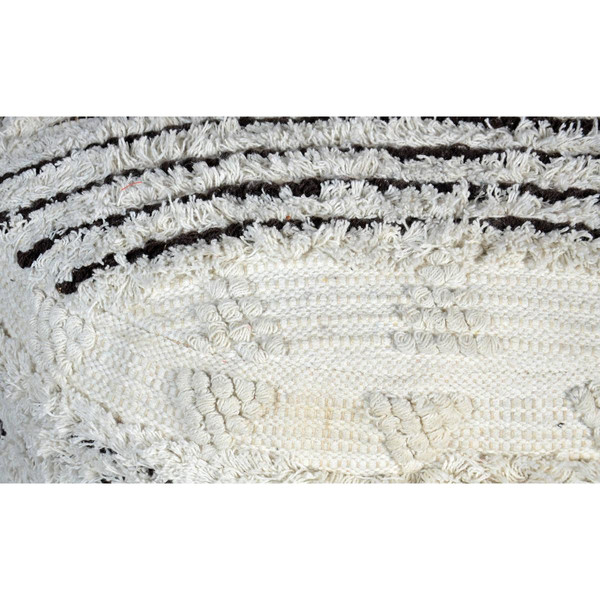 Pouf Quito Tissu Blanc et Marron