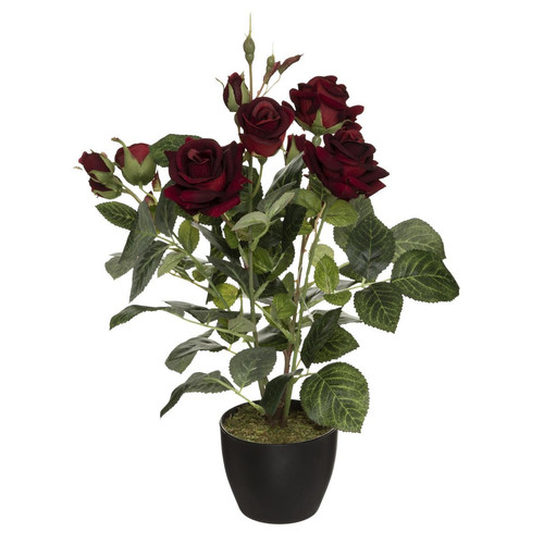Rosier en Velours 43 cm Bordeaux 3S. x Home  - Deco plantes fleurs artificielles