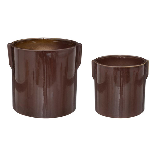 Set de 2 pots "Bota" céramique marron 3S. x Home  - Deco jardin design