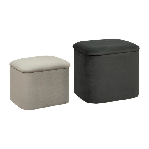 Set de 2 poufs L37,5/41,5cm gris en velours  "Dani"  3S. x Home  - Pouf design pouf geant