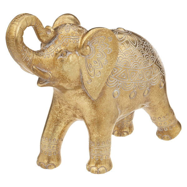 Statuette "Éléphant" résine doré H23 cm