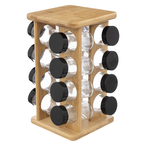 Support rotatif 16 pots à épices bambou - 3S. x Home - Cuisine salle de bain
