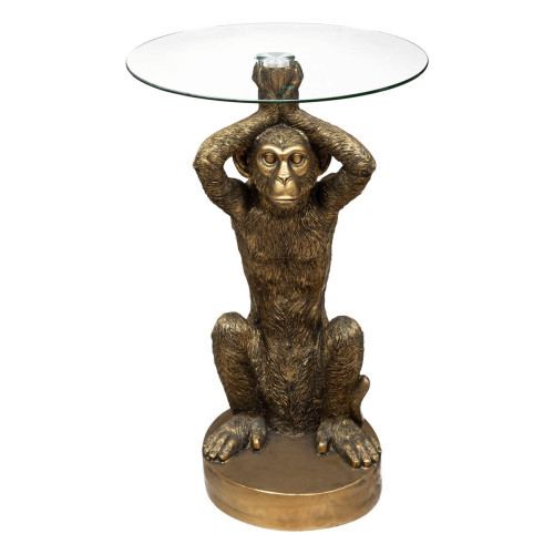 Table à café en résine et verre trempé doré "Monkey"