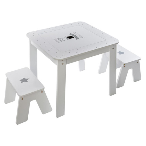 Table banc et 2 tabourets blanc garçon 3S. x Home  - Commode enfant design