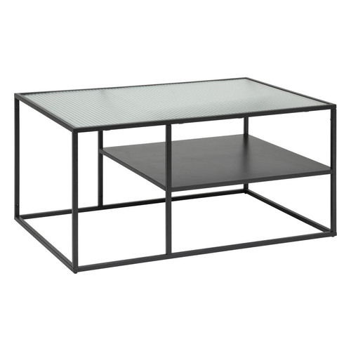 Table basse "Aldir" métal et verre trempé noir 3S. x Home  - Table basse noir design