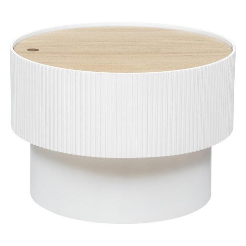 Table basse "Enola" en placage frêne D55cm blanc
