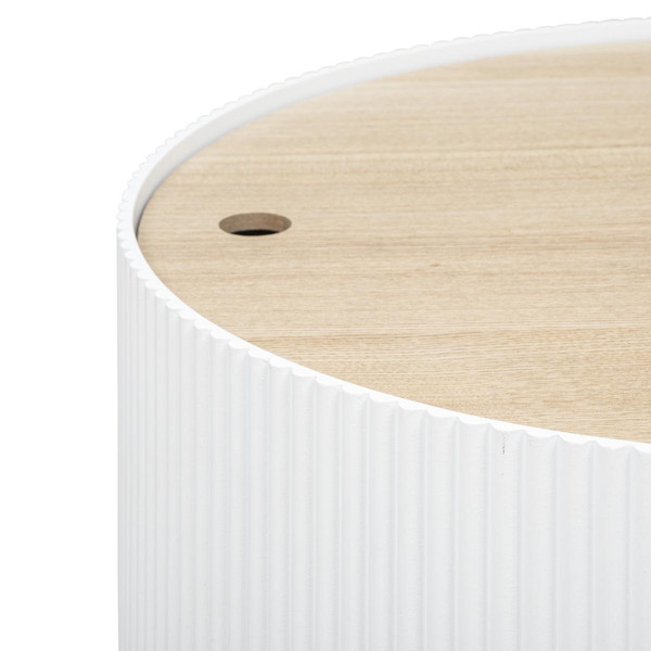 Table basse "Enola" en placage frêne D55cm blanc
