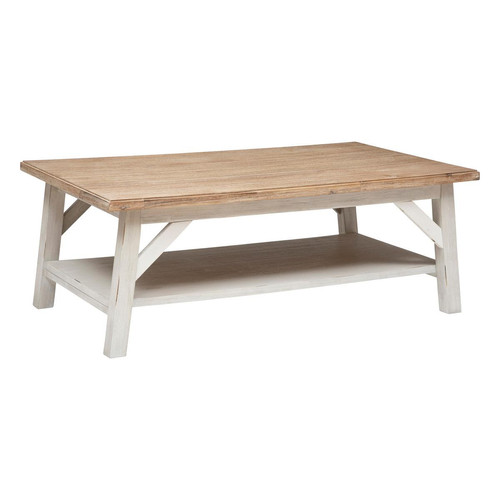 Table basse en acacia blanc "Olbia"  3S. x Home  - Table basse blanche design