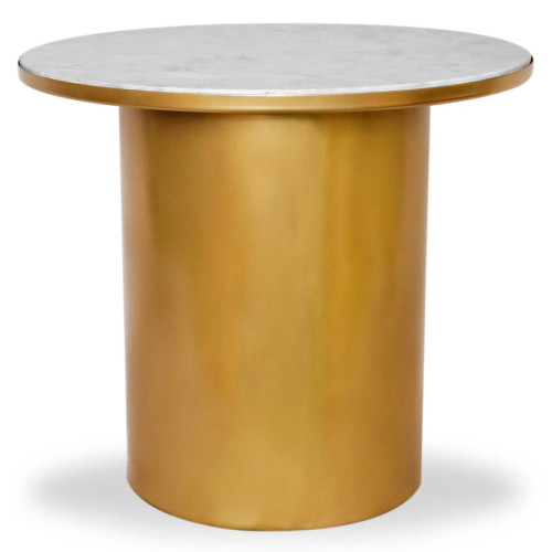 Table basse ronde D45cm Arturo Métal Or et Marbre Blanc 3S. x Home  - Table a manger design