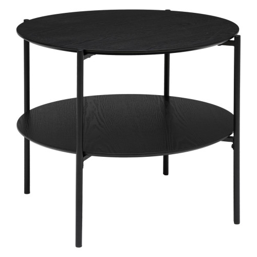 Table basse ronde "Kemi" en placage noyer & métal D63,2cm noir - 3S. x Home - Salon meuble deco