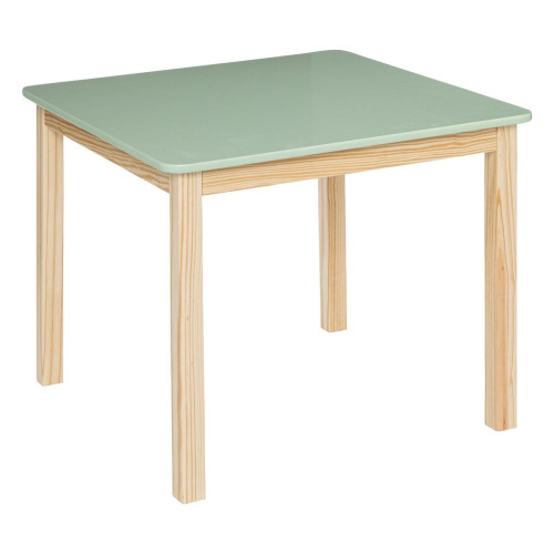 Table verte en pin et bois "Classic"