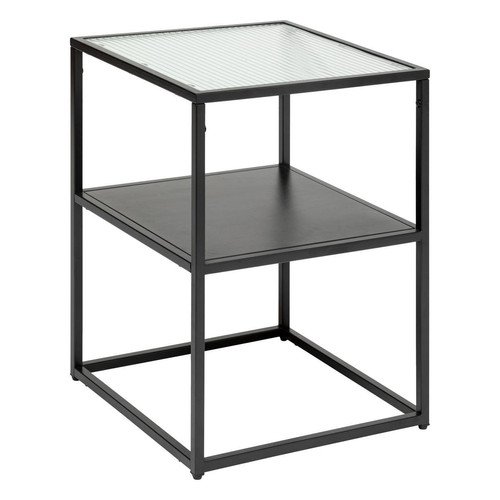 Table d'appoint "Aldir" métal et verre trempé noir 3S. x Home  - Table d appoint noire