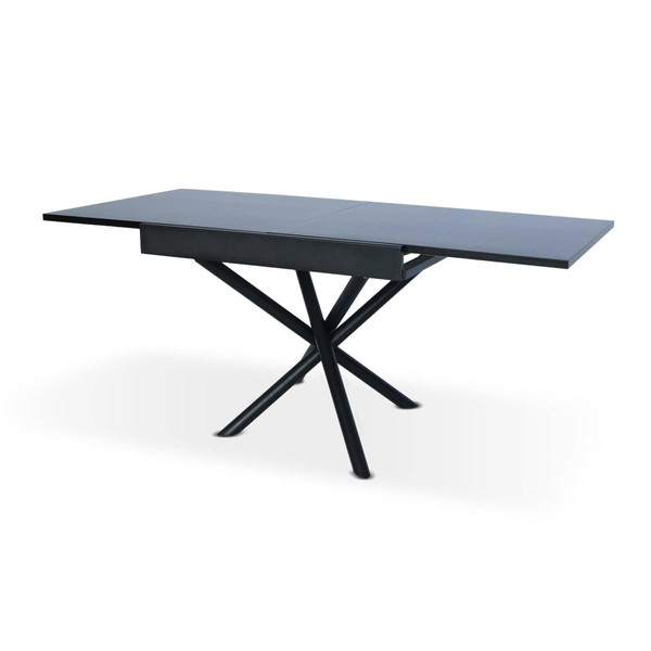 Table extensible moderne L90-180cm Métal noir et Bois Noir mat Liberac