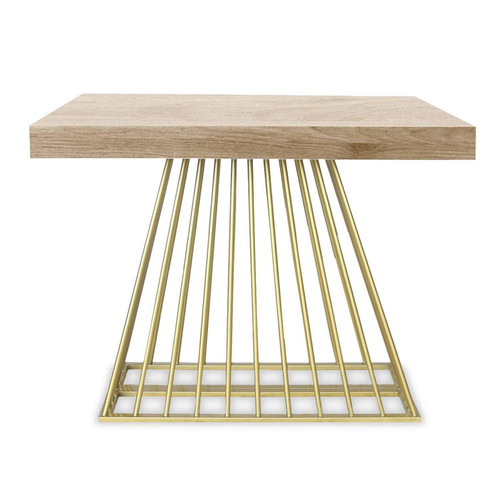 Table extensible Solix Bois Sonoma et pieds Or - Table a manger bois design