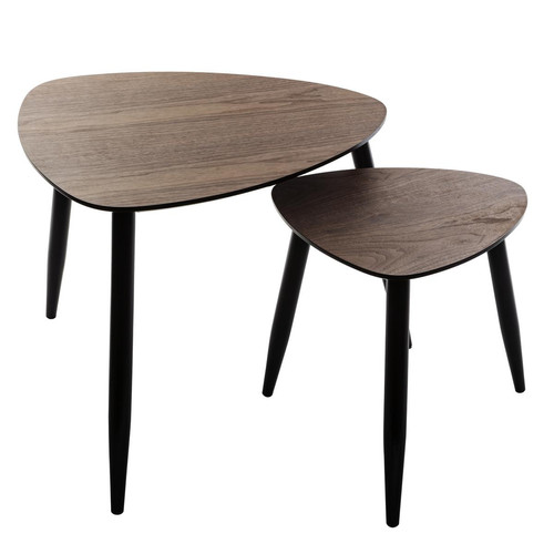 Table lot de 2  Mileo Effet Noyer 3S. x Home  - Table basse bois design