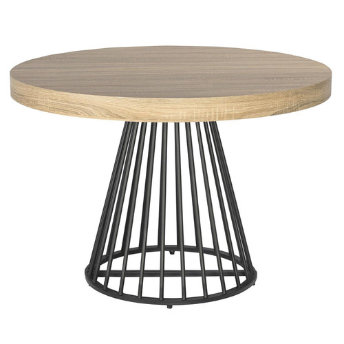 Table ronde extensible GRIVERY Chêne Clair pieds Noir 3S. x Home  - Table en bois design