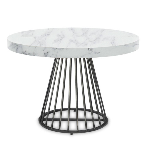 Table ronde extensible Grivery Effet marbre Blanc et pieds Noir - Nouveautes deco design