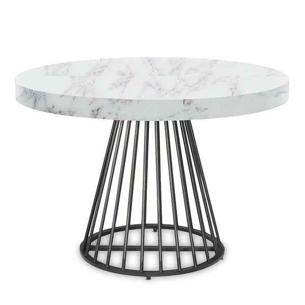 Table ronde extensible Grivery Effet marbre Blanc et pieds Noir