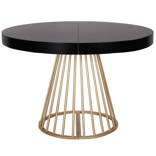 Table ronde extensible Soare Noir pieds Or 3S. x Home  - Table en bois design