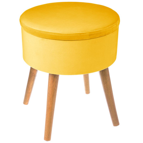 Tabouret coffre velours moutarde 3S. x Home  - Pouf et fauteuil design