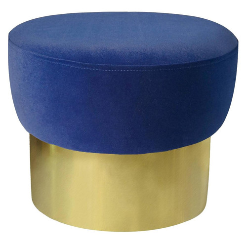 Tabouret Elia Velours Bleu Pied Or - 3S. x Home - Pouf et fauteuil design