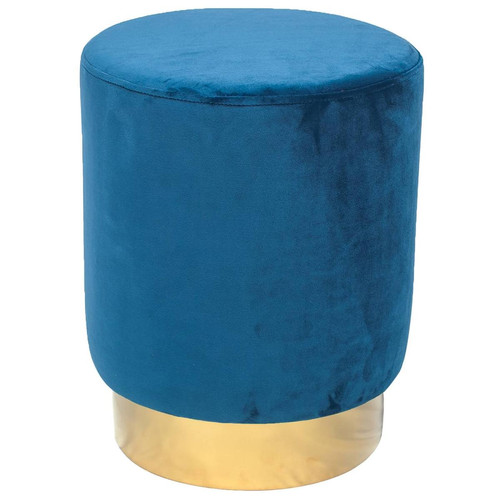 Tabouret Jona Velours Bleu Pied Or 3S. x Home  - Pouf et fauteuil design