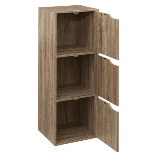 Étagère 3 cases avec portes "Mix N' Modul" effet chêne naturel 3S. x Home  - Etagere bois design