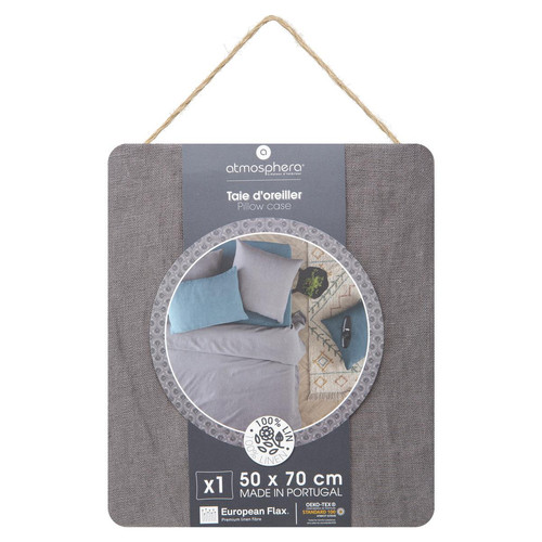 Taie d’oreiller 100 % lin 50x70cm gris ardoise - 3S. x Home - Chambre lit