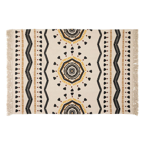 Tapis imrpimé tribal  noir et blanc en coton 3S. x Home  - Tapis multicolore
