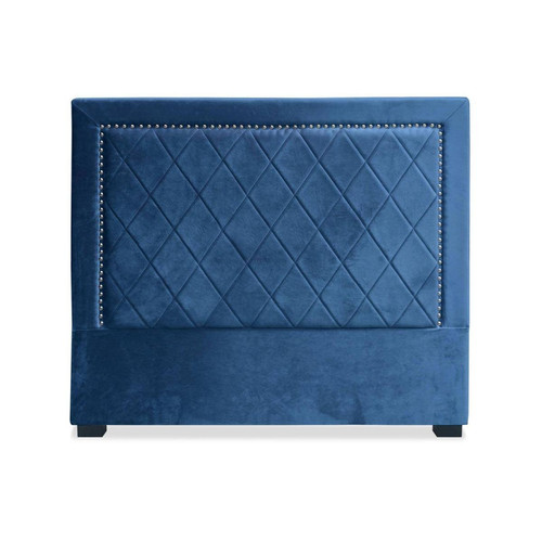 Tête de lit 140cm Velours Bleu Meghan 3S. x Home  - Lit design et ensemble literie