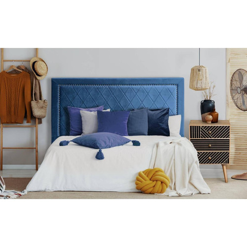 Tête de lit Meghan 160cm Velours Bleu - 3S. x Home - Lit design et ensemble literie