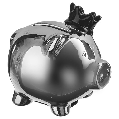 Tirelire cochon Argent couronne - 3S. x Home - Objet deco design