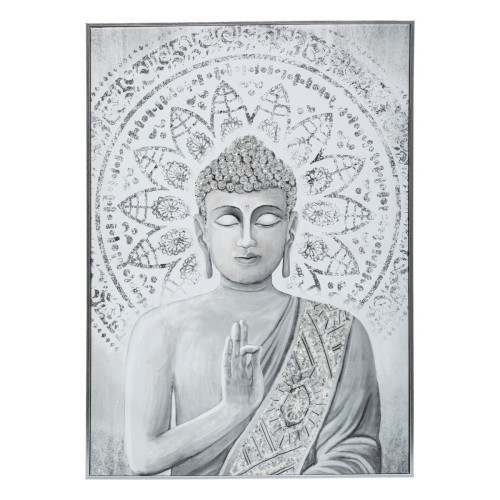 Toile imprimée bouddha en métal 50x70cm argenté 3S. x Home  - Tableau design rose