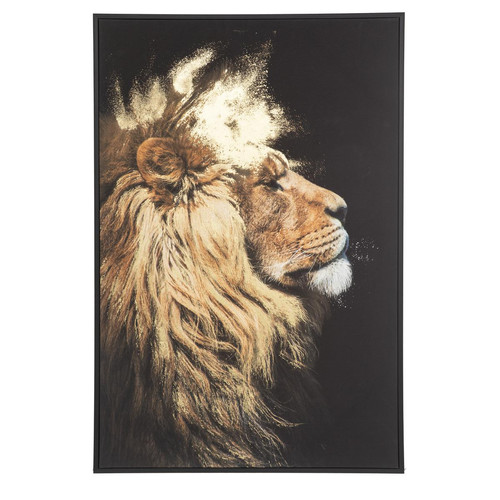 Toile imprimé cadre flocon "Lion" 60x90cm