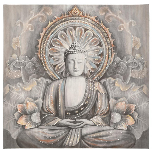 Toile imprimée "Bouddha" bois et métal 58 x 58 cm 3S. x Home  - Decoration murale design
