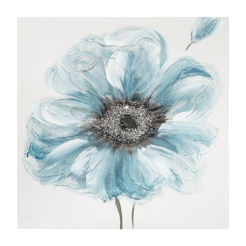 Toile Peinture Fleurs bleu 48 x 48 cm