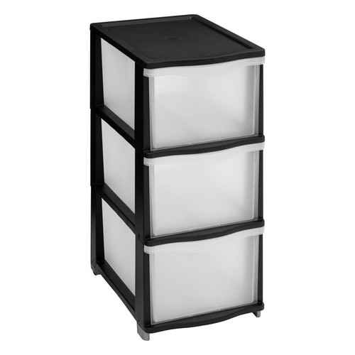 Tour plastique 3 tiroirs noir  - 3S. x Home - Rangement meuble