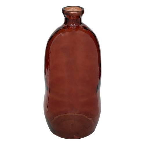 Vase bouteille en verre recyclé H73cm ambre