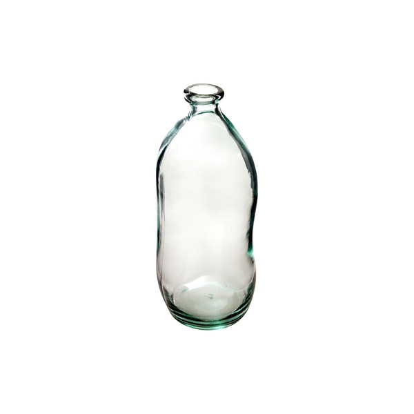 Vase bouteille verre recyclé transparent H35 cm
