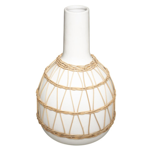 Vase en Céramique Rotin H 28,5 cm - Vase blanc design
