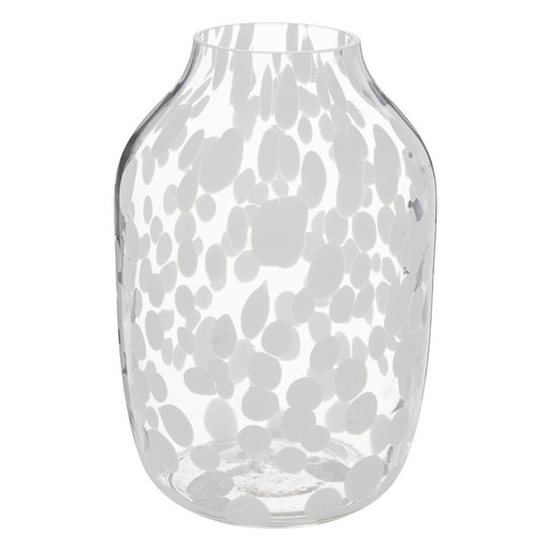 Vase H21cm blanc  en verre