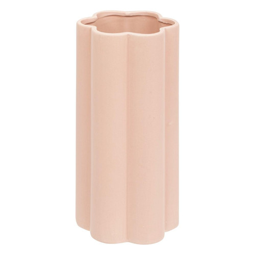 Vase céramique forme fleur H28cm rose clair