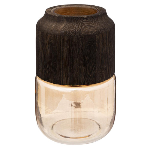 Vase "Subli" H25 ambre en verre bois