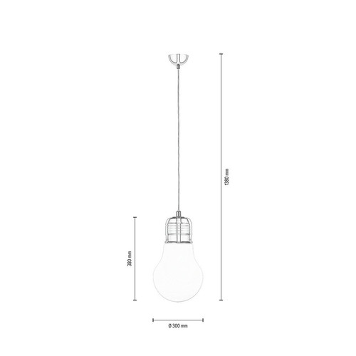 Ampoule pendante 1xE27 Max.60W Chrome/Transparent/Blanc
