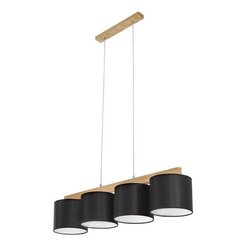 Lampe pendante 4xE27 Max.25W Chêne huilé/PVC transparent/Noir Aprillia - Britop Lighting - Suspension design