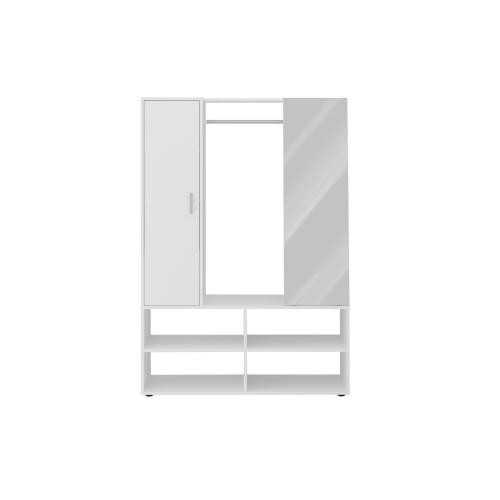 Penderie 1 porte 1 miroir 4 cases AUMA 1 blanc 3S. x Home  - Deco chambre adulte design