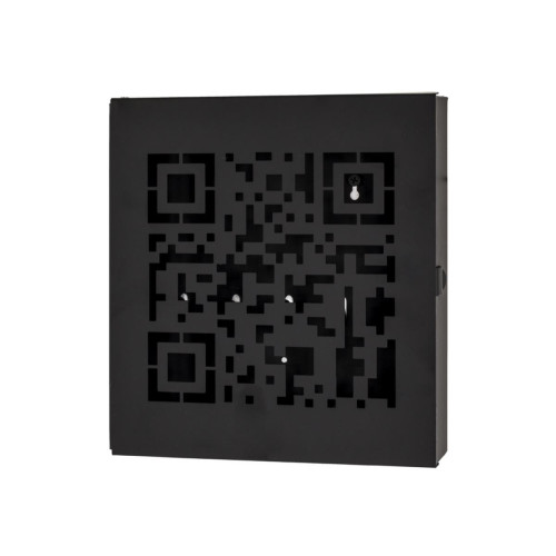 Boîte à clés avec 10 crochets à code QR découpé abstrait en Métal laqué Noir